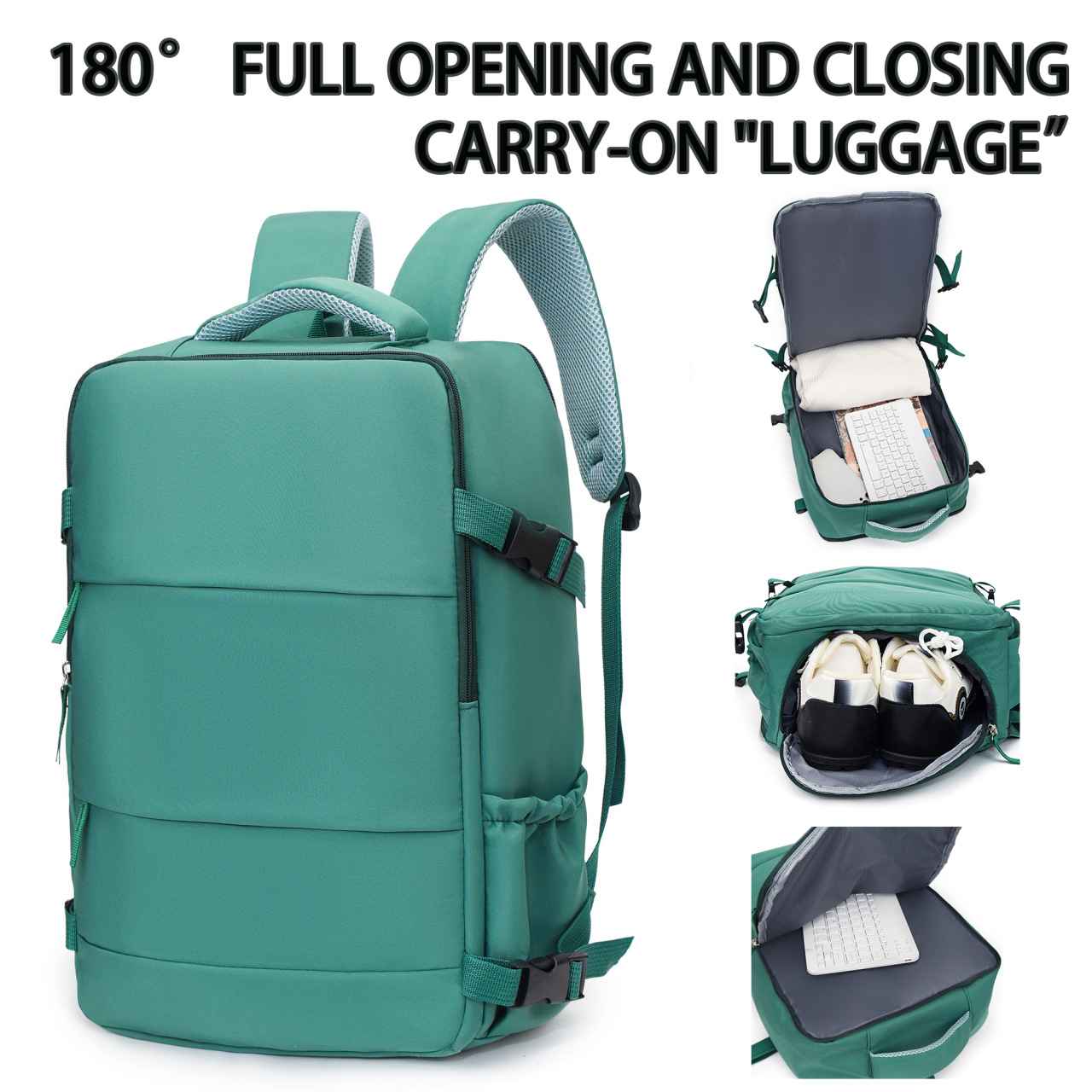 Expandable Travel Backpack with Shoe Compartment for 5-7 Day Trips | Large Capacity Luggage Bag