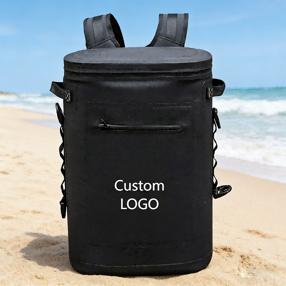 30-can upright insulated backpack, waterproof TPU cooler bag, leak-proof food insulated bag