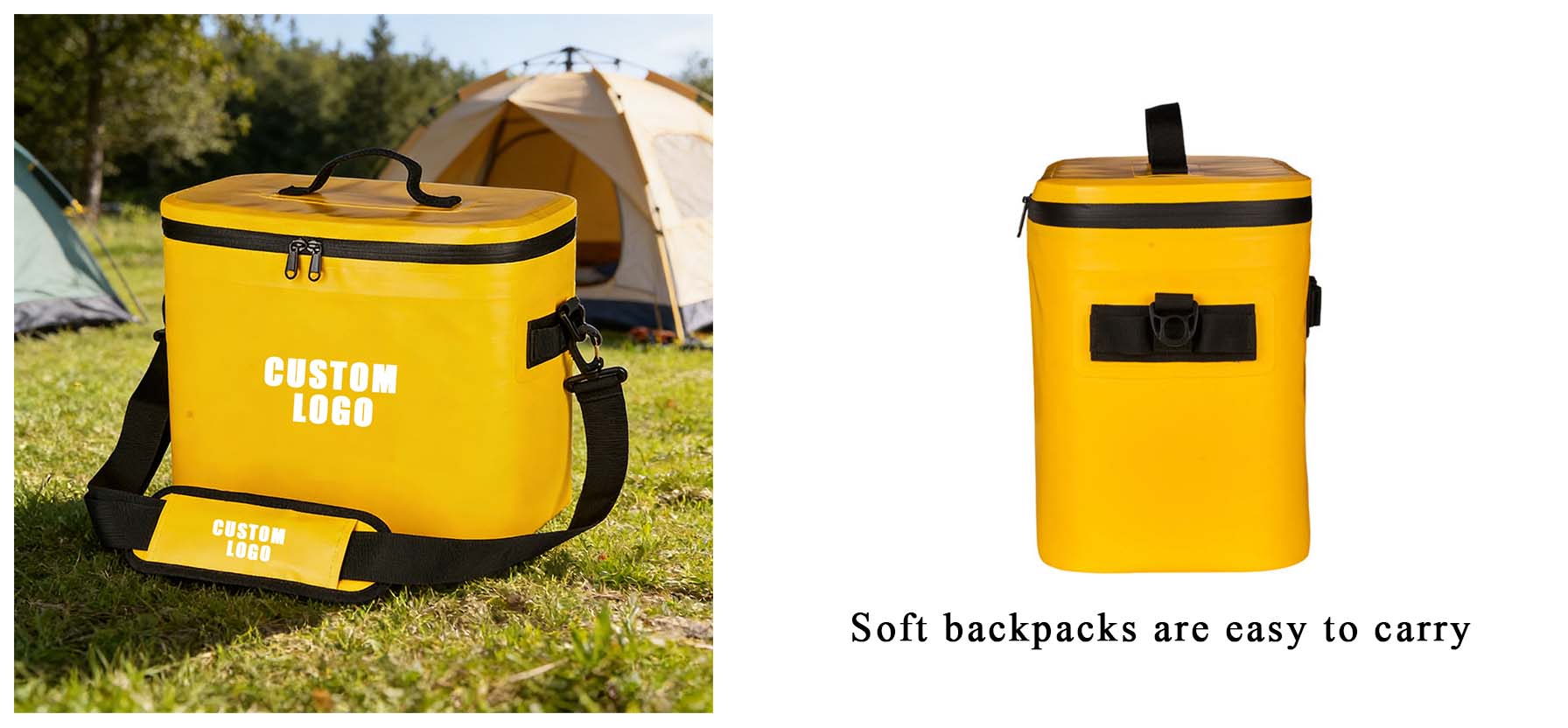 Bright Yellow Soft Insulated Bag PEVA Waterproof Portable Thermal Cooler Bag for Outdoor