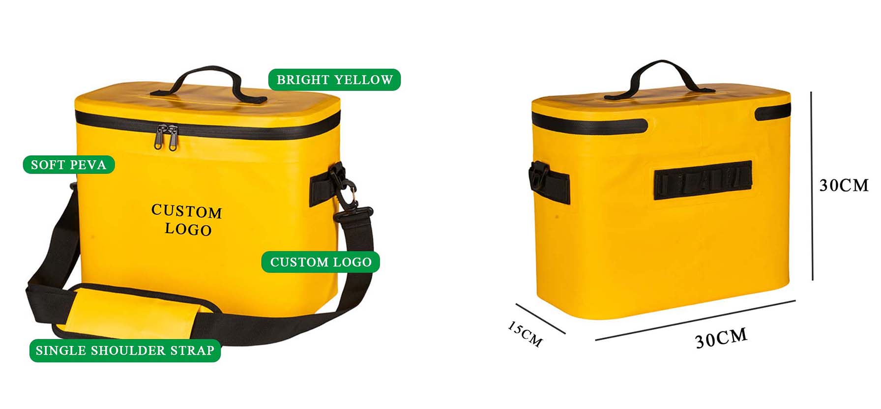 Bright Yellow Soft Insulated Bag PEVA Waterproof Portable Thermal Cooler Bag for Outdoor