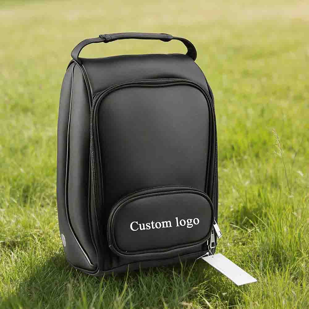 Golf shoe bag, waterproof and breathable zippered golf accessory bag, customizable logo.
