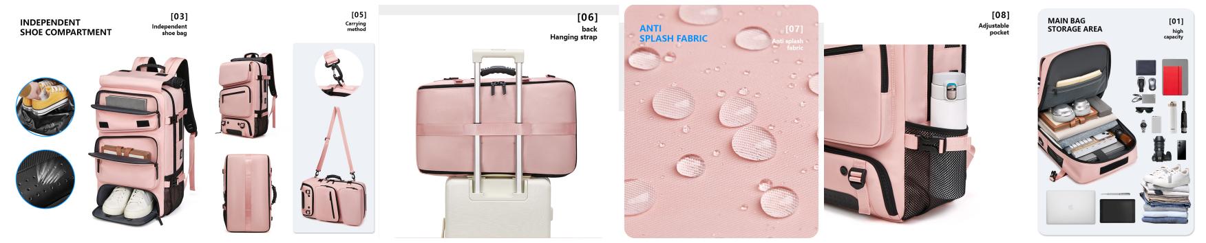 Large Lightweight Travel Backpack, Multi-way Convertible Luggage Backpack