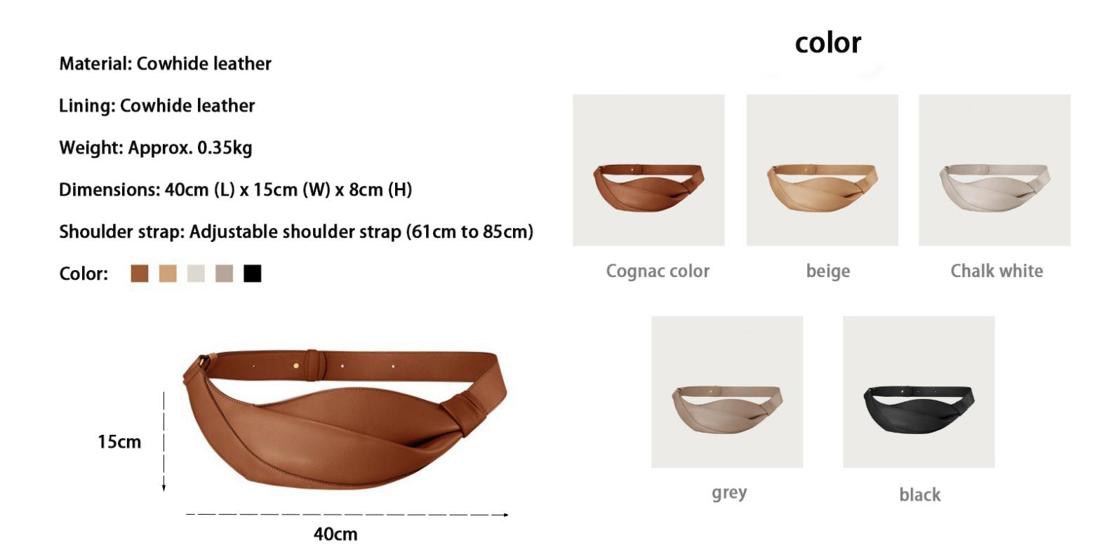 Genuine Leather Crescent Sling Bag, Large Capacity Women's Crossbody Bag for Travel