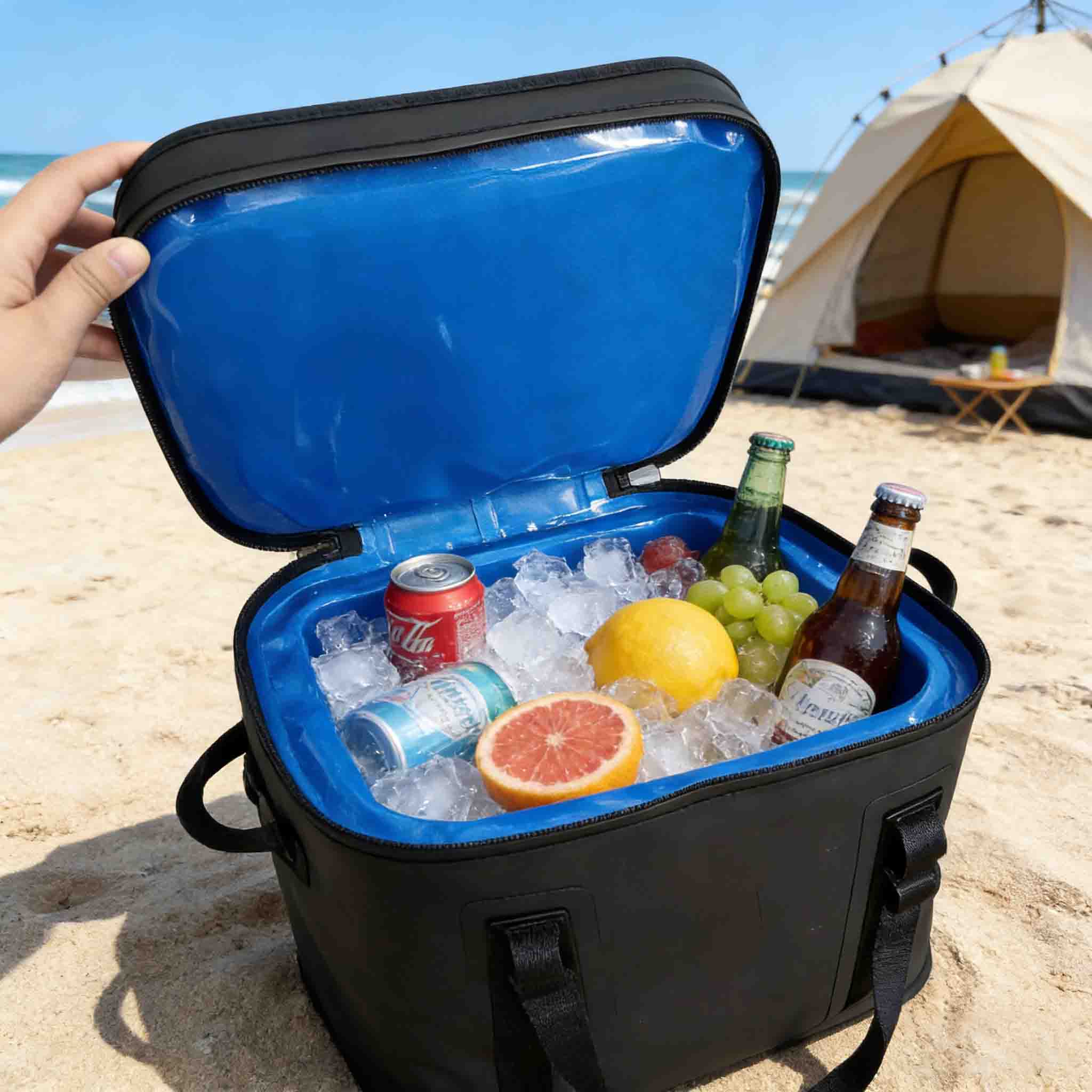 TPU cooler bag for camping with ice packs