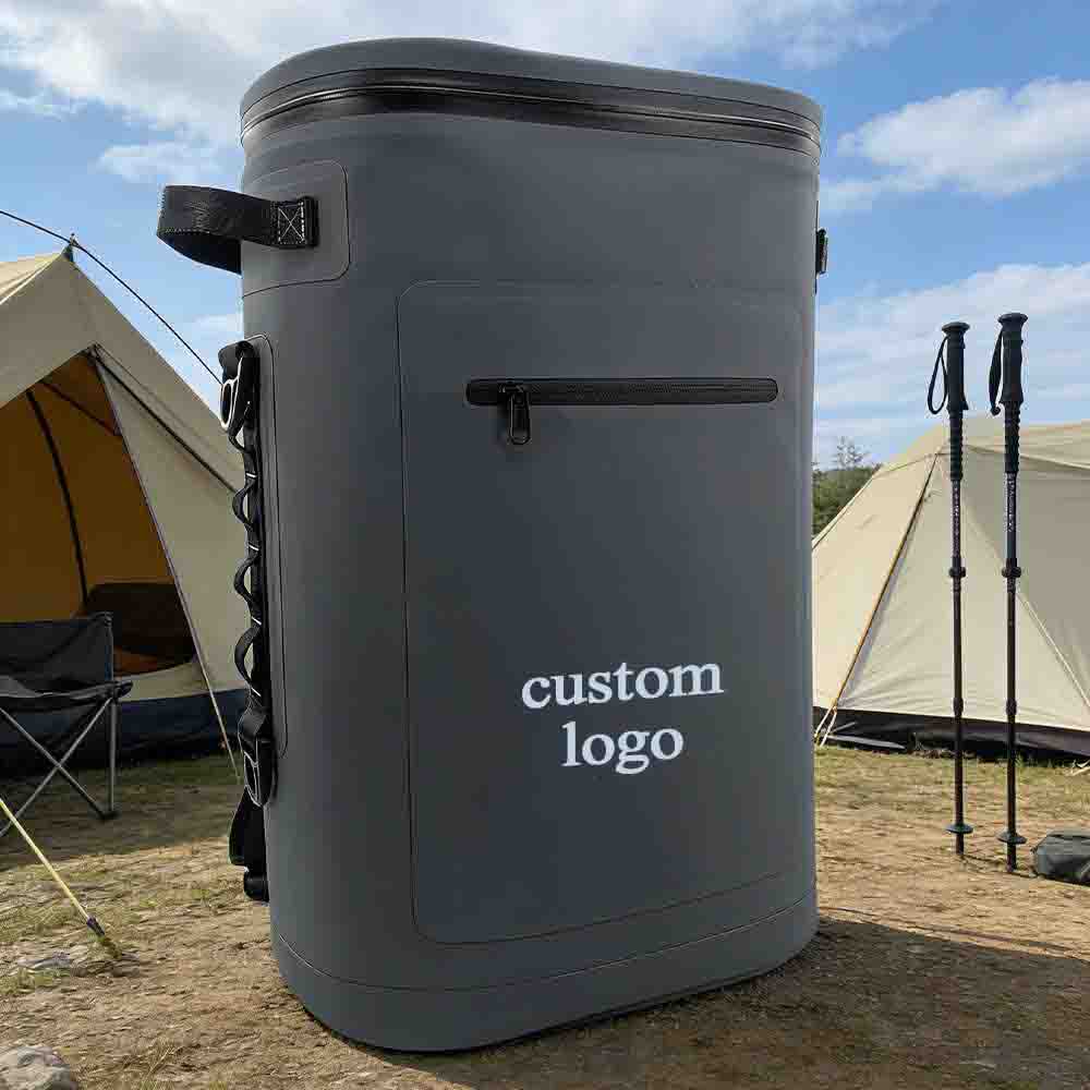 Grey Custom Color & Logo Thermal Cooler Bag Waterproof Leakproof Outdoor Lunch Picnic Fishing Backpa