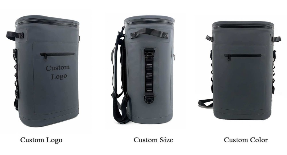 Grey Custom Color & Logo Thermal Cooler Bag Waterproof Leakproof Outdoor Lunch Picnic Fishing Backpa