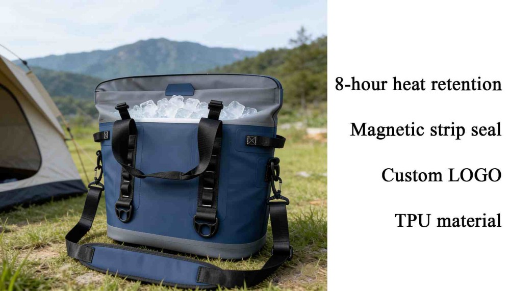 TPU Soft Cooler Shoulder Bag Magnetic Seal Leakproof Insulated Bag Custom Logo for Picnic Food Stora